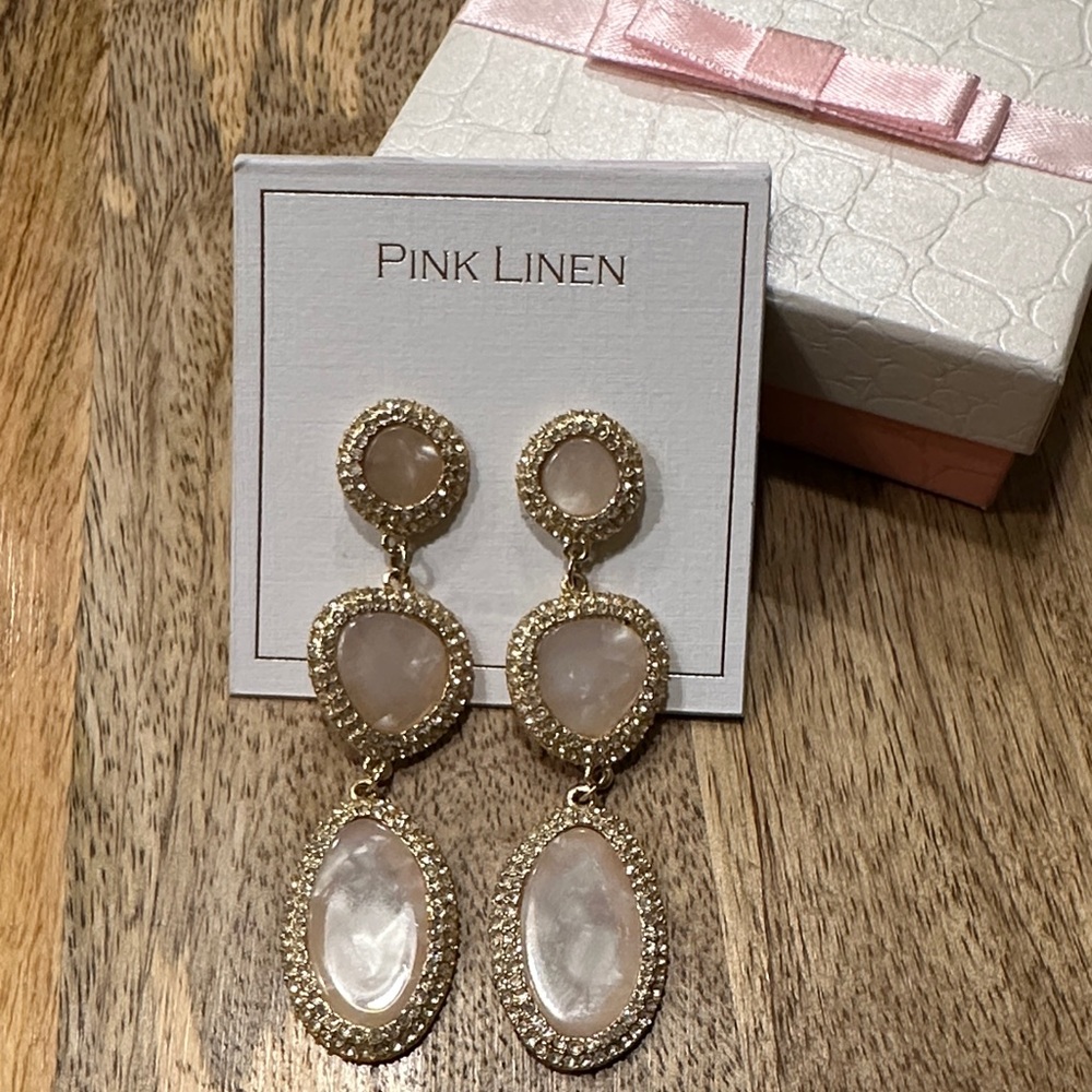 Gold and Pink Dangle Earrings
